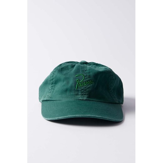by Parra czapka z daszkiem bawełniana Script Logo 6 Panel Hat kolor zielony gładka 51272 ze sklepu PRM w kategorii Czapki z daszkiem damskie - zdjęcie 171298571