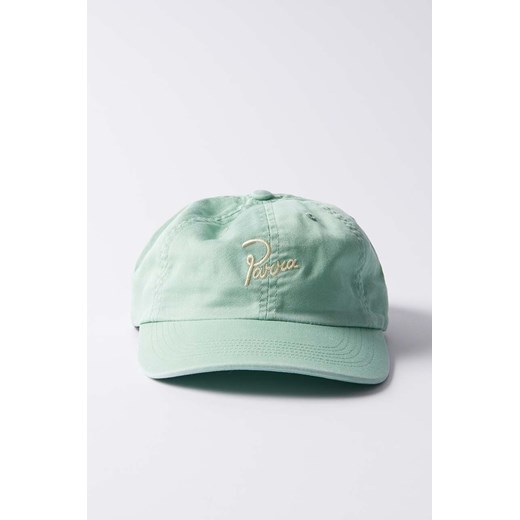 by Parra czapka z daszkiem bawełniana Script Logo 6 Panel Hat kolor zielony gładka 51273 ze sklepu PRM w kategorii Czapki z daszkiem damskie - zdjęcie 171298573