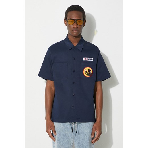 ICECREAM koszula Waitress Camp Collar Shirt męska kolor granatowy regular z kołnierzykiem klasycznym IC24117 ze sklepu PRM w kategorii Koszule męskie - zdjęcie 171298601