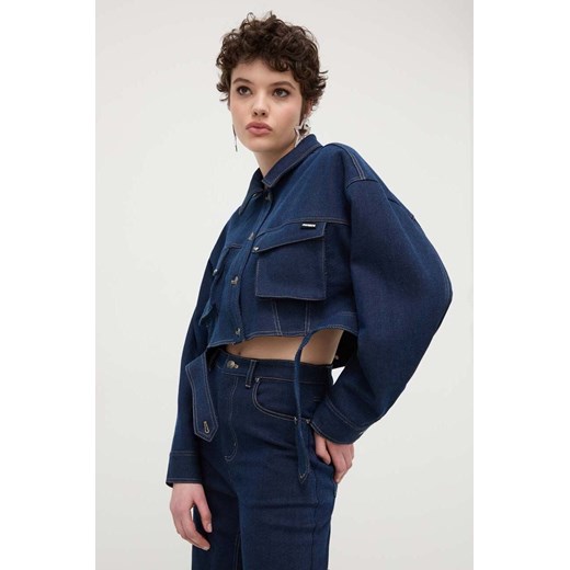 Rotate kurtka jeansowa damska kolor granatowy przejściowa oversize ze sklepu PRM w kategorii Kurtki damskie - zdjęcie 171298641