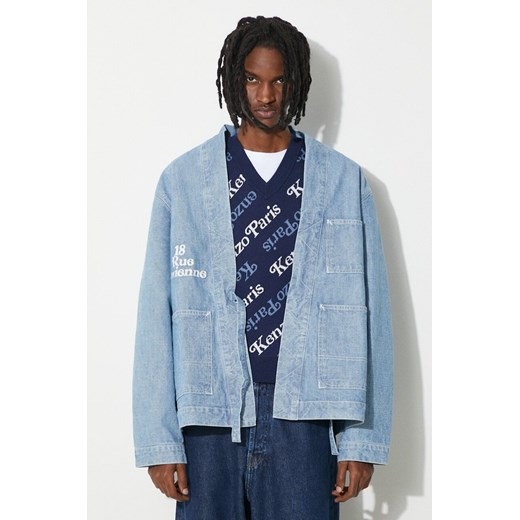 Kenzo kurtka jeansowa by Verdy Kimono męska kolor niebieski przejściowa oversize FE55DM1426H4.DT ze sklepu PRM w kategorii Kurtki męskie - zdjęcie 171298673