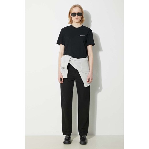 Carhartt WIP spodnie bawełniane Pierce Pant kolor czarny proste high waist 26 PRM