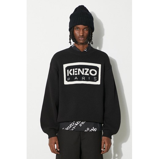 Kenzo sweter z domieszką wełny Bicolor Kenzo Paris Jumper męski kolor czarny  FD55PU3833LA.99 ze sklepu PRM w kategorii Swetry męskie - zdjęcie 171298991