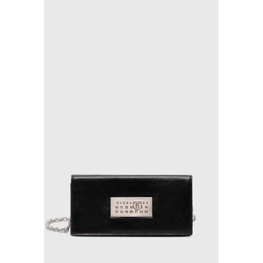 MM6 Maison Margiela torebka skórzana Numeric Chain kolor czarny SB6ZI0011 ze sklepu PRM w kategorii Kopertówki - zdjęcie 171299044