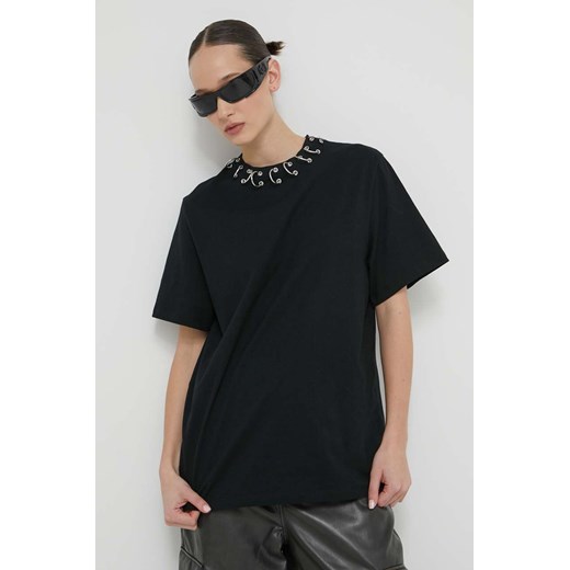 Rotate t-shirt bawełniany damski kolor czarny ze sklepu PRM w kategorii Bluzki damskie - zdjęcie 171299090