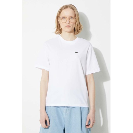 Lacoste t-shirt bawełniany damski kolor biały TF7215 ze sklepu PRM w kategorii Bluzki damskie - zdjęcie 171299104