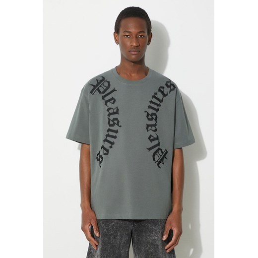 PLEASURES t-shirt bawełniany Harness Heavyweight męski kolor zielony z aplikacją P24SP010.SAGE ze sklepu PRM w kategorii T-shirty męskie - zdjęcie 171299190