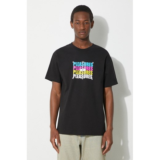 PLEASURES t-shirt bawełniany Cmyk męski kolor czarny z nadrukiem P24SP051.BLACK ze sklepu PRM w kategorii T-shirty męskie - zdjęcie 171299204