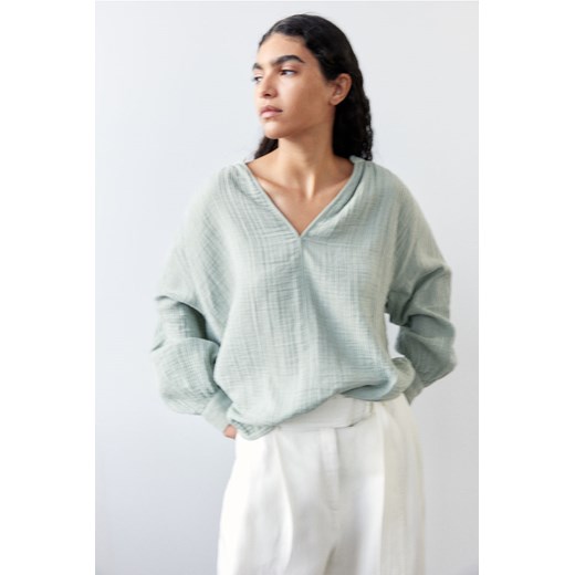 H & M - Bluzka z dwuwarstwowej tkaniny - Zielony ze sklepu H&M w kategorii Bluzki damskie - zdjęcie 171299242