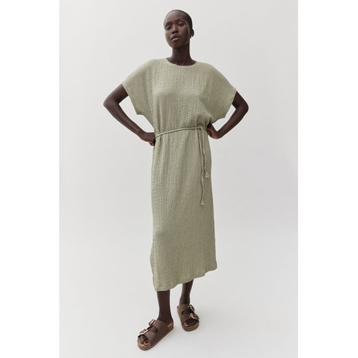 H & M - Dżersejowa sukienka z wiązanym paskiem - Zielony H & M S H&M