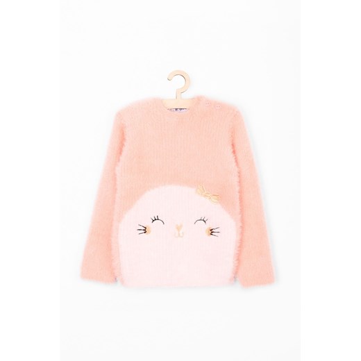 Różowy włochaty sweter dla niemowlaka z motywem foki ze sklepu 5.10.15 w kategorii Bluzy i swetry - zdjęcie 171301791