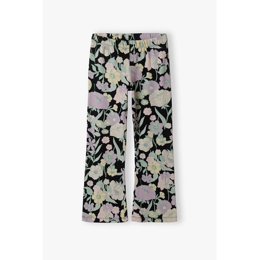 Dzianinowe spodnie dziewczęce w kwiaty flare - Lincoln&Sharks ze sklepu 5.10.15 w kategorii Spodnie dziewczęce - zdjęcie 171301832