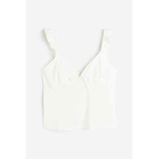 H & M - Dżersejowy top z wiązaniem - Biały ze sklepu H&M w kategorii Bluzki damskie - zdjęcie 171302690