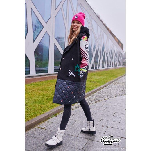Płaszcz z łączonych tkanin Powerpuff Girls Black XS Naoko M okazyjna cena NAOKO