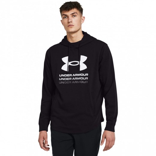 Męska bluza dresowa nierozpinana z kapturem Under Armour UA Rival Terry Graphic Hood - czarna ze sklepu Sportstylestory.com w kategorii Bluzy męskie - zdjęcie 171308744