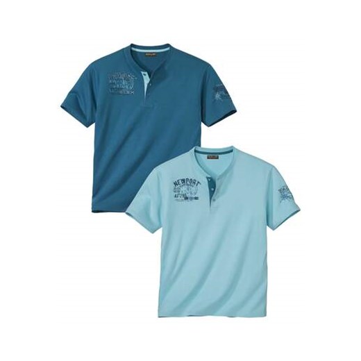 Zestaw 2 koszulek z dekoltem zapinanym na guziki ze sklepu Atlas For Men w kategorii T-shirty męskie - zdjęcie 171310841