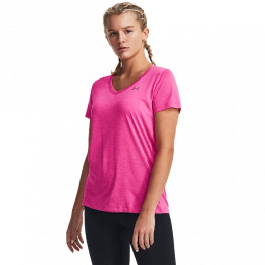 Damska koszulka treningowa UNDER ARMOUR Tech SSV - Twist - różowa ze sklepu Sportstylestory.com w kategorii Bluzki damskie - zdjęcie 171311133