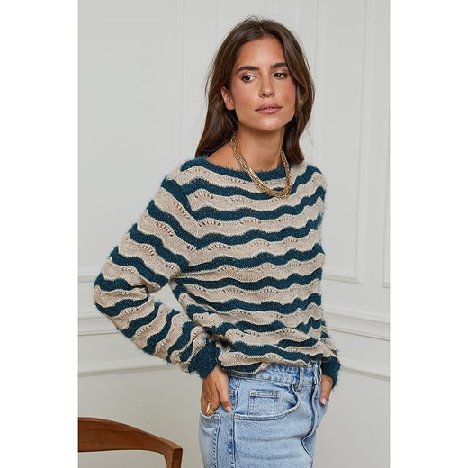L&apos;armoire de Suzette Sweter w kolorze zielono-beżowym L'armoire De Suzette 36/38 wyprzedaż Limango Polska