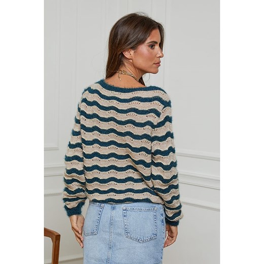 L&apos;armoire de Suzette Sweter w kolorze zielono-beżowym L'armoire De Suzette 34/36 wyprzedaż Limango Polska