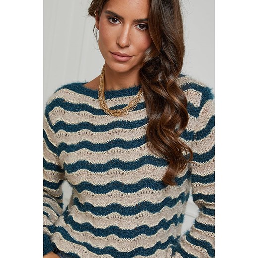 L&apos;armoire de Suzette Sweter w kolorze zielono-beżowym L'armoire De Suzette 36/38 Limango Polska promocyjna cena