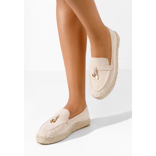 Beżowe mokasyny na grubej podeszwie Lalie ze sklepu Zapatos w kategorii Espadryle damskie - zdjęcie 171312650