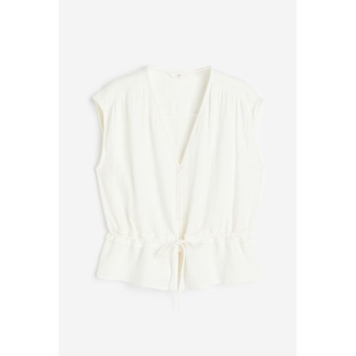 H & M - Bluzka z kreszowanej bawełny - Biały H & M M H&M