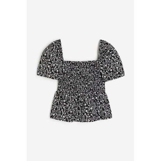 H & M - Elastycznie marszczony top - Czarny ze sklepu H&M w kategorii Bluzki damskie - zdjęcie 171313330