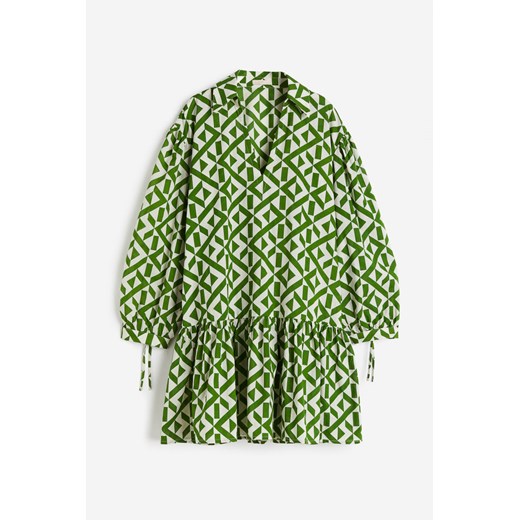H & M - Popelinowa sukienka z kołnierzykiem - Zielony H & M S H&M
