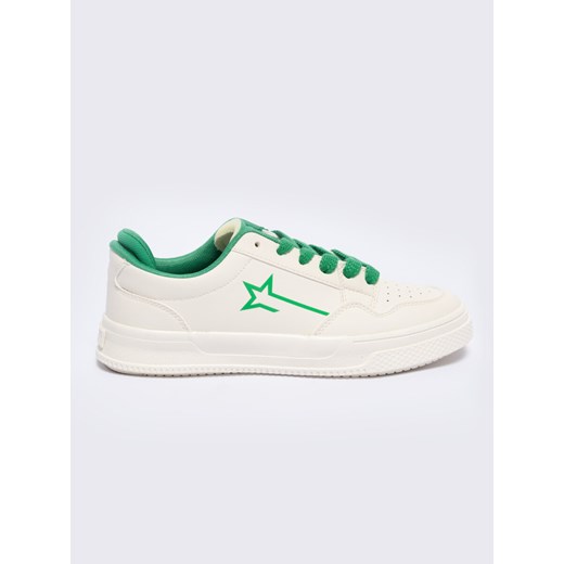 Sneakersy męskie kremowe z zielonymi wstawkami NN174119 801 ze sklepu Big Star w kategorii Buty sportowe męskie - zdjęcie 171313972