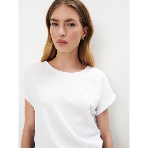 Mohito - Bawełniana biała koszulka - biały ze sklepu Mohito w kategorii Bluzki damskie - zdjęcie 171315590