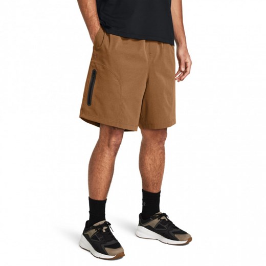 Męskie spodenki treningowe Under Armour UA Unstoppable Vented Short - brązowe ze sklepu Sportstylestory.com w kategorii Spodenki męskie - zdjęcie 171316734