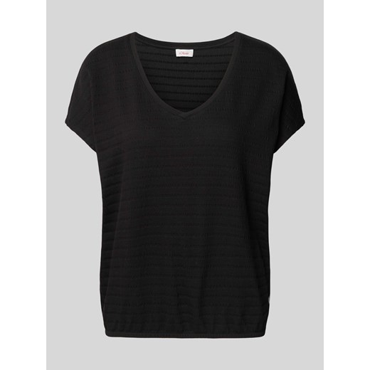 T-shirt z fakturowanym wzorem i dekoltem w serek ze sklepu Peek&Cloppenburg  w kategorii Bluzki damskie - zdjęcie 171317232