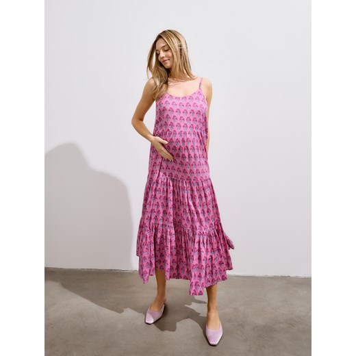 Sukienka ciążowa Reserved różowa casualowa z bawełny 
