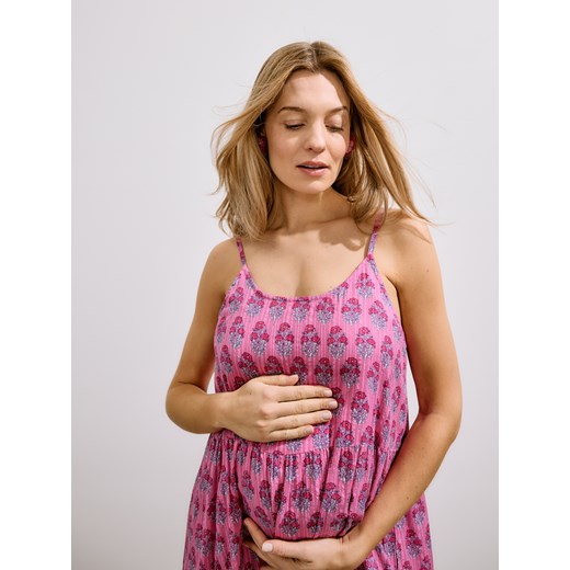 Sukienka ciążowa Reserved z bawełny w kwiaty casualowa 