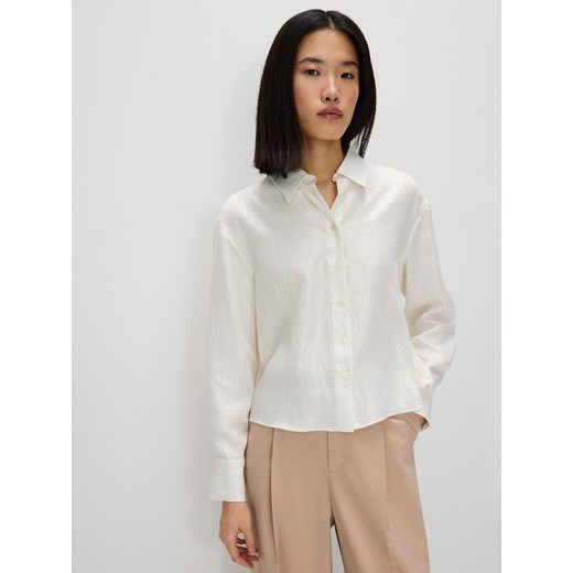 Reserved - Koszula z metalizowaną nitką - biały ze sklepu Reserved w kategorii Bluzki damskie - zdjęcie 171318101