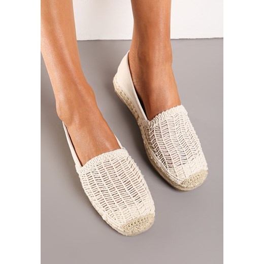 Beżowe Wsuwane Espadryle na Płaskiej Podeszwie Ozdobione Plecionką z Juty Loracila ze sklepu born2be.pl w kategorii Espadryle damskie - zdjęcie 171319224