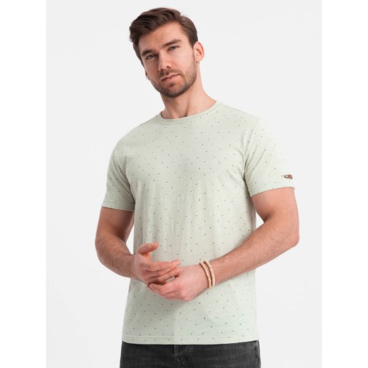 T-shirt męski fullprint z kolorowymi literami - jasnozielony V5 OM-TSFP-0185 ze sklepu ombre w kategorii T-shirty męskie - zdjęcie 171322053