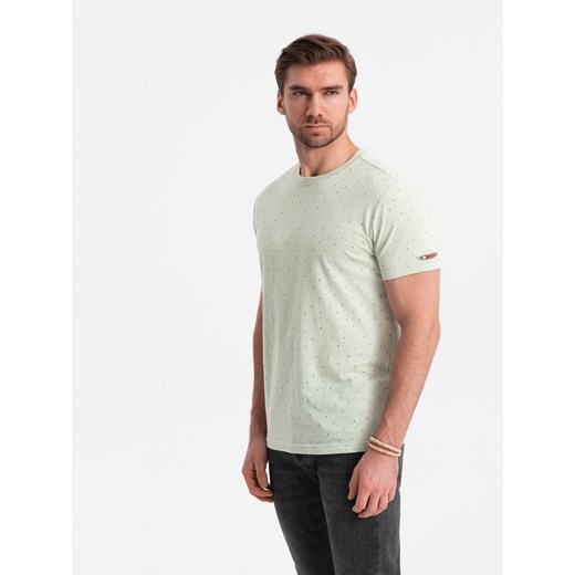 T-shirt męski fullprint z kolorowymi literami - jasnozielony V5 OM-TSFP-0185 L ombre