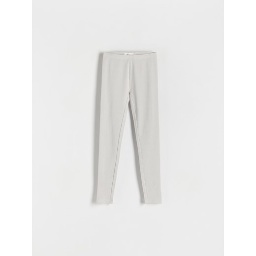 Reserved - Bawełniane legginsy w prążek - jasnoszary ze sklepu Reserved w kategorii Spodnie dziewczęce - zdjęcie 171322480