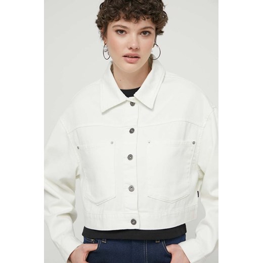 Vans kurtka jeansowa damska kolor beżowy przejściowa oversize ze sklepu ANSWEAR.com w kategorii Kurtki damskie - zdjęcie 171323620