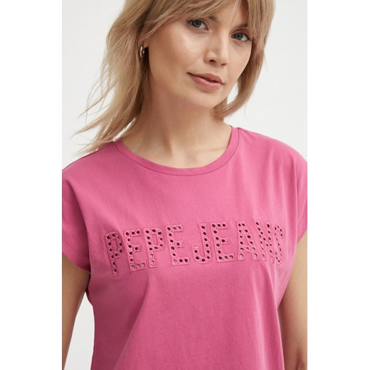 Pepe Jeans t-shirt bawełniany LILITH damski kolor różowy PL505837 ze sklepu ANSWEAR.com w kategorii Bluzki damskie - zdjęcie 171324041