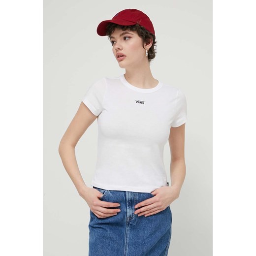 Vans t-shirt bawełniany damski kolor biały ze sklepu ANSWEAR.com w kategorii Bluzki damskie - zdjęcie 171324114