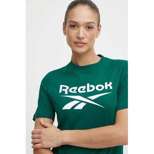 Reebok t-shirt bawełniany Identity damski kolor zielony 100076007 Reebok S ANSWEAR.com