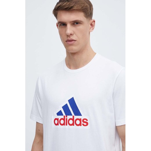 adidas t-shirt bawełniany męski kolor biały z nadrukiem IS3234 ze sklepu ANSWEAR.com w kategorii T-shirty męskie - zdjęcie 171324233