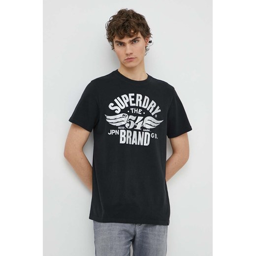 Superdry t-shirt męski kolor czarny z nadrukiem ze sklepu ANSWEAR.com w kategorii T-shirty męskie - zdjęcie 171324293