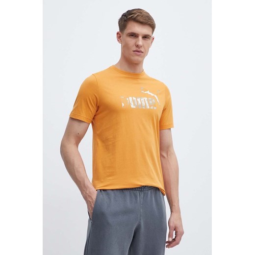 Puma t-shirt bawełniany męski kolor pomarańczowy z nadrukiem 675942 ze sklepu ANSWEAR.com w kategorii T-shirty męskie - zdjęcie 171324303