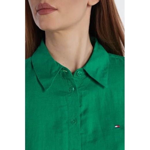 Koszula damska Tommy Hilfiger zielona z kołnierzykiem z długimi rękawami 