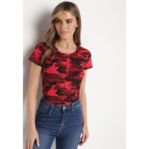 Czerwony Bawełniany T-shirt w Moro Navaria ze sklepu Born2be Odzież w kategorii Bluzki damskie - zdjęcie 171326720
