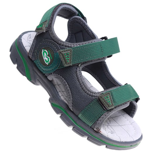 Szaro zielone sandały chłopięce na rzepy /G1-2 16037 T187/ ze sklepu Pantofelek24.pl w kategorii Sandały dziecięce - zdjęcie 171328624