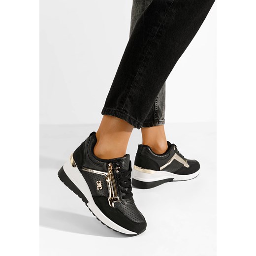 Czarne sneakersy na koturnie Kaileen ze sklepu Zapatos w kategorii Buty sportowe damskie - zdjęcie 171330193